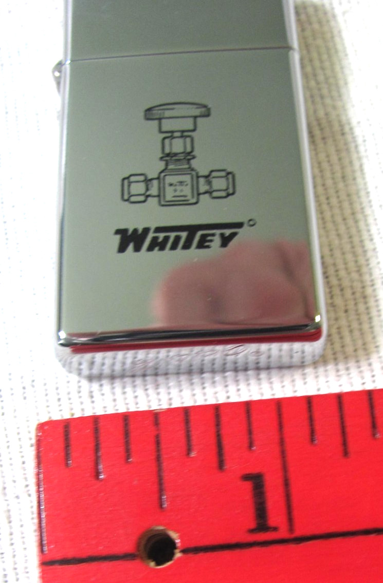 Whitey Slim Zippo Lighter — High Polish Chrome -Unused ?-In Original Box