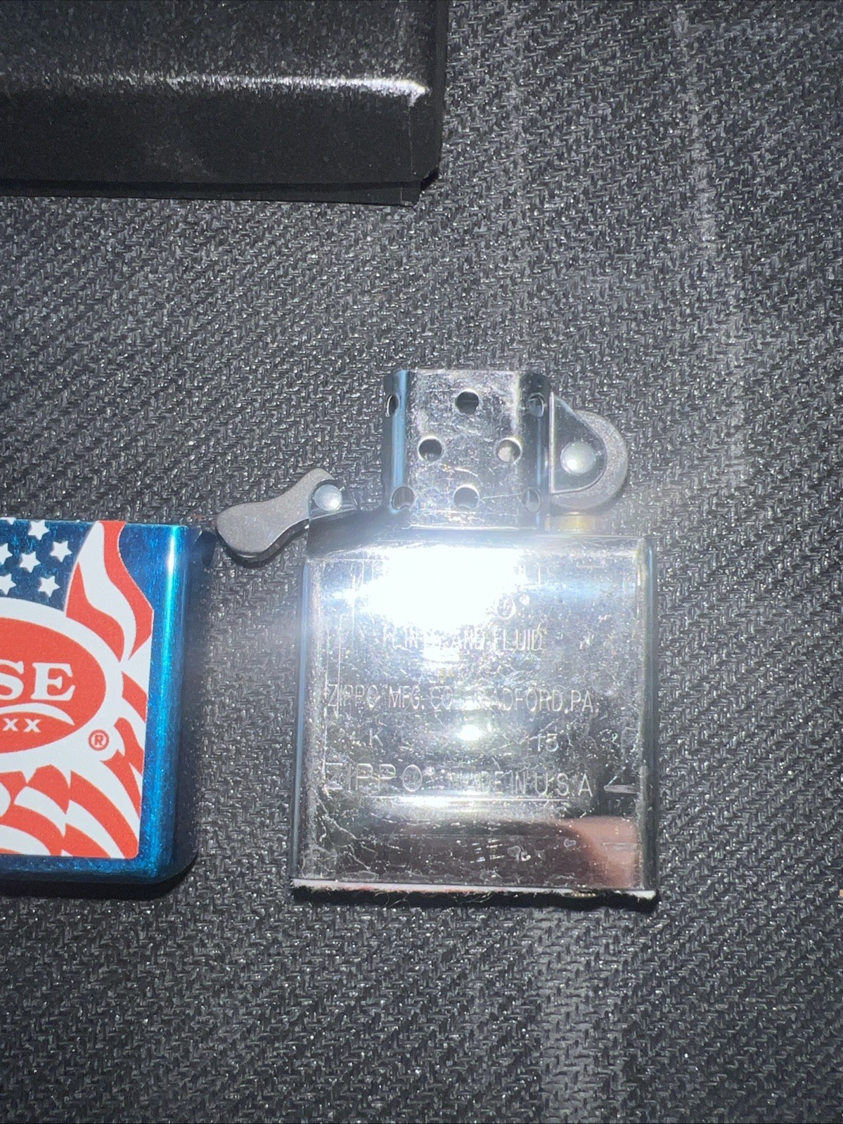 Rare case Xx Zippo Lighter New Condition Never Fired USA Flag Case Xx Logo