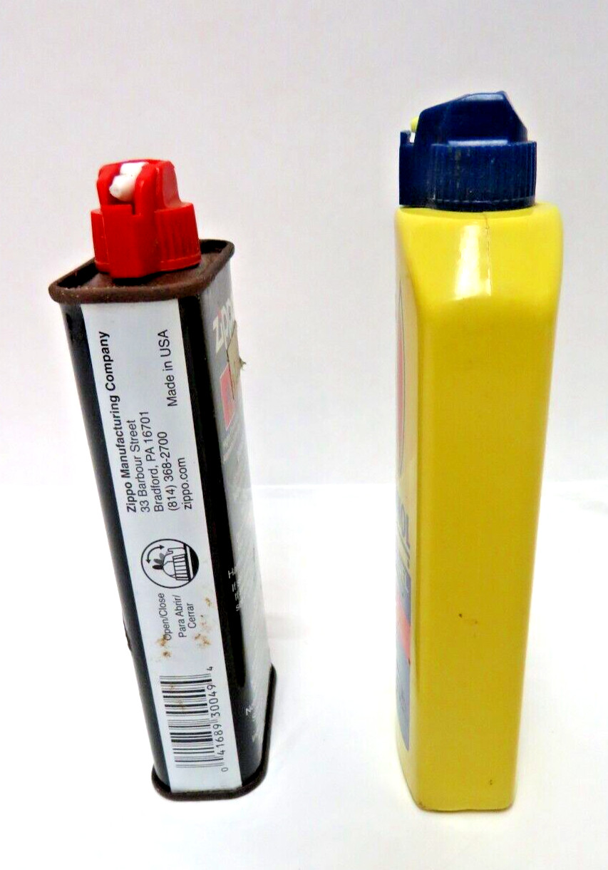 Lot of 2 Lighter Fluid Vintage Tins Zippo 4 fl. oz & Ronsonal 5fl. oz Used
