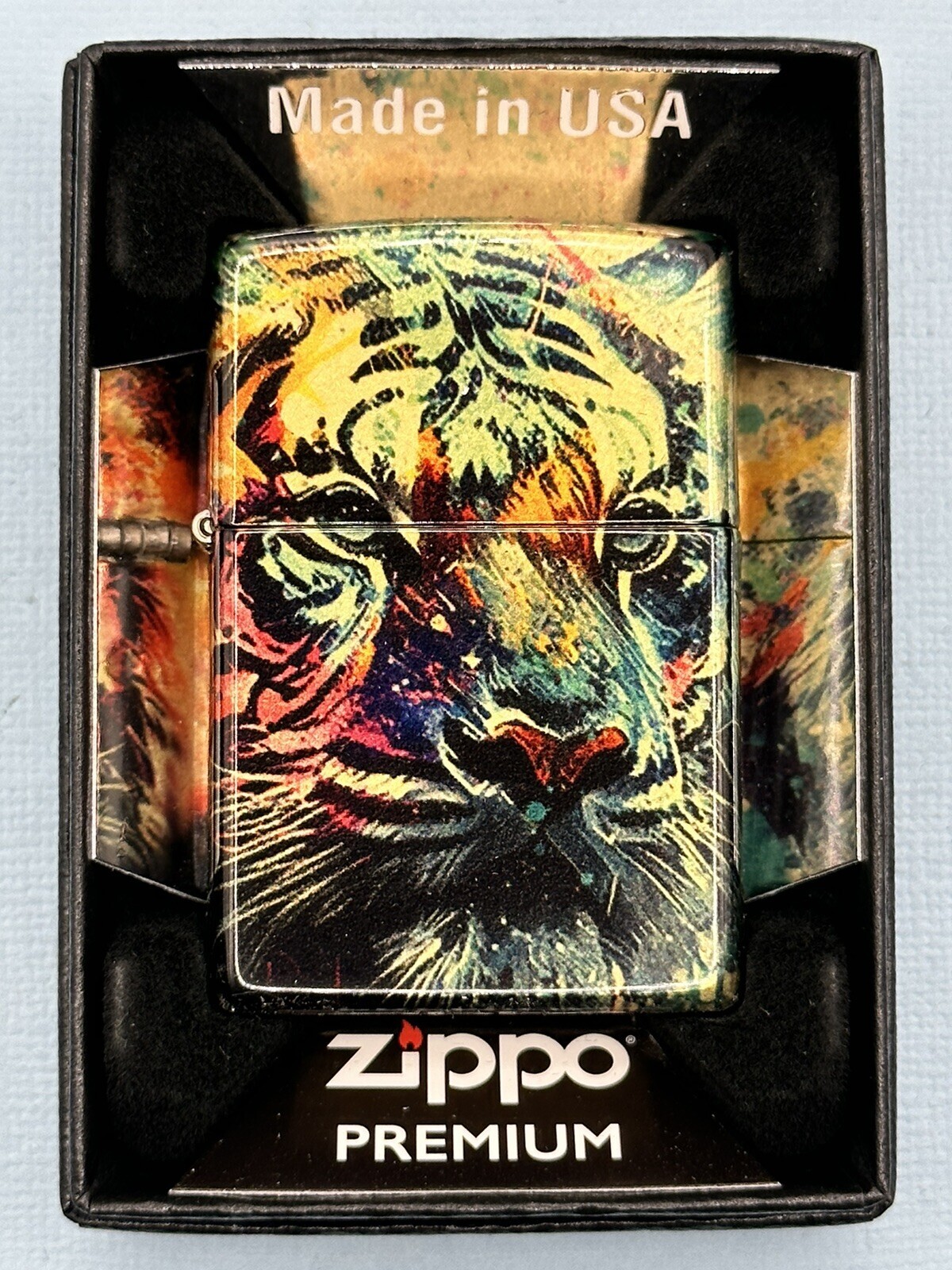 Painted Tiger Design 46145 Color 540 Fusion Double Sided Zippo Lighter NEW