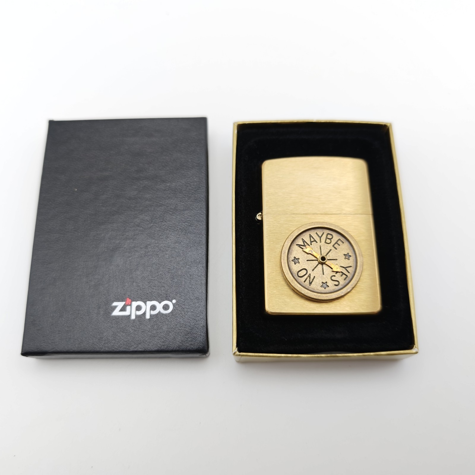 Zippo Decisions Maybe Yes No Spinner Brass Lighter C03 2003 Box Sparking READ