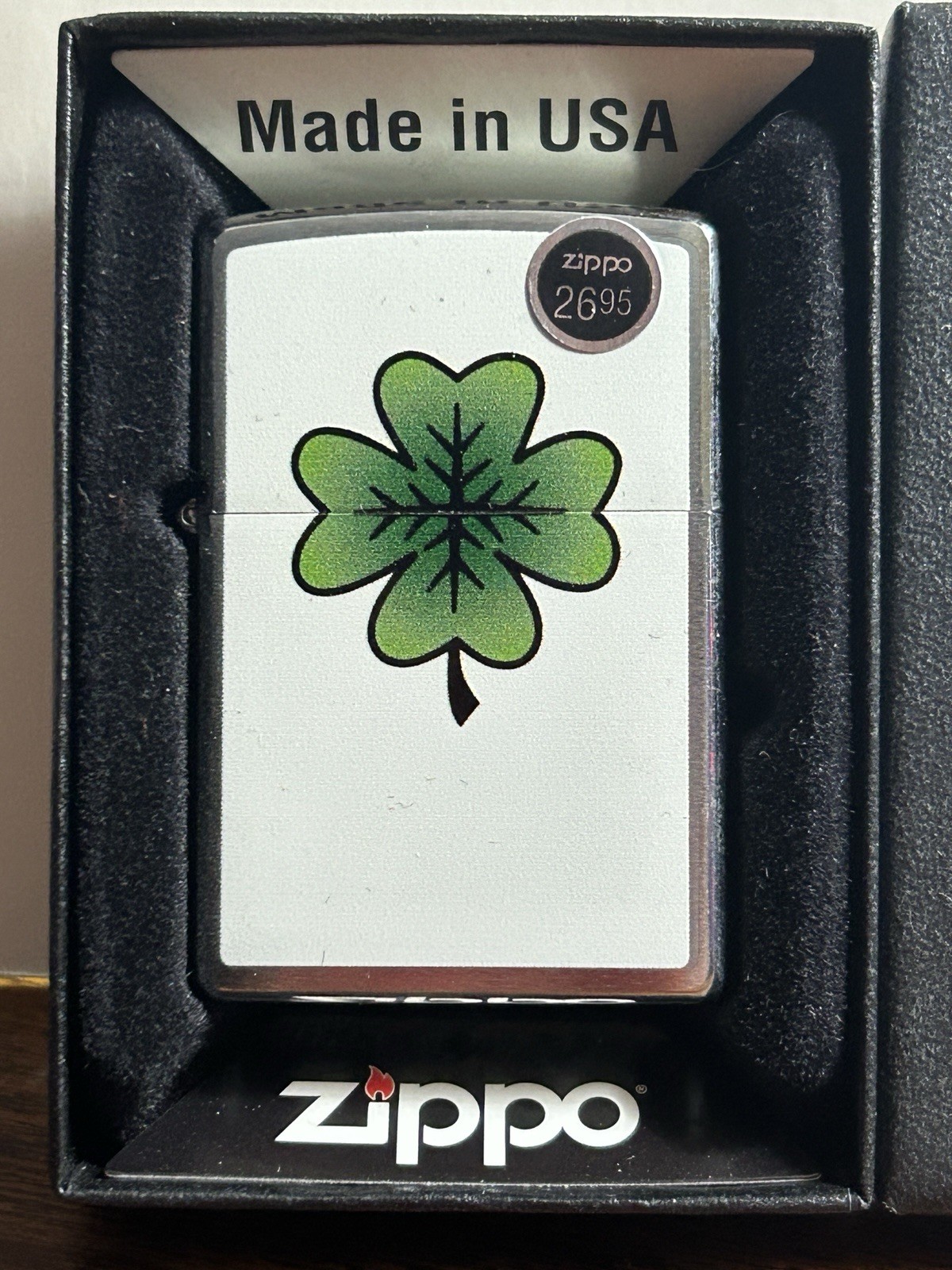 Shamrock Zippo ~ New w/ Sticker & Box ~ Indiana Jones