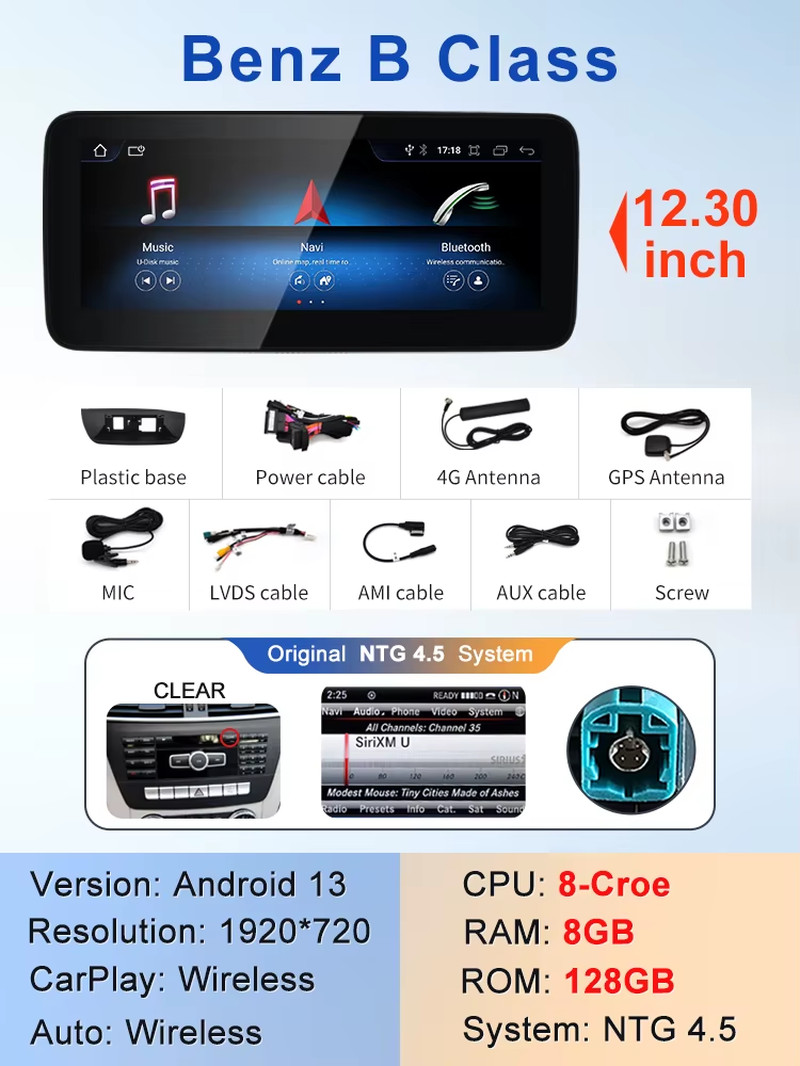New Car Multimedia Wireless Android AUTO CarPlay 10.25inch 12.3inch Screen For M