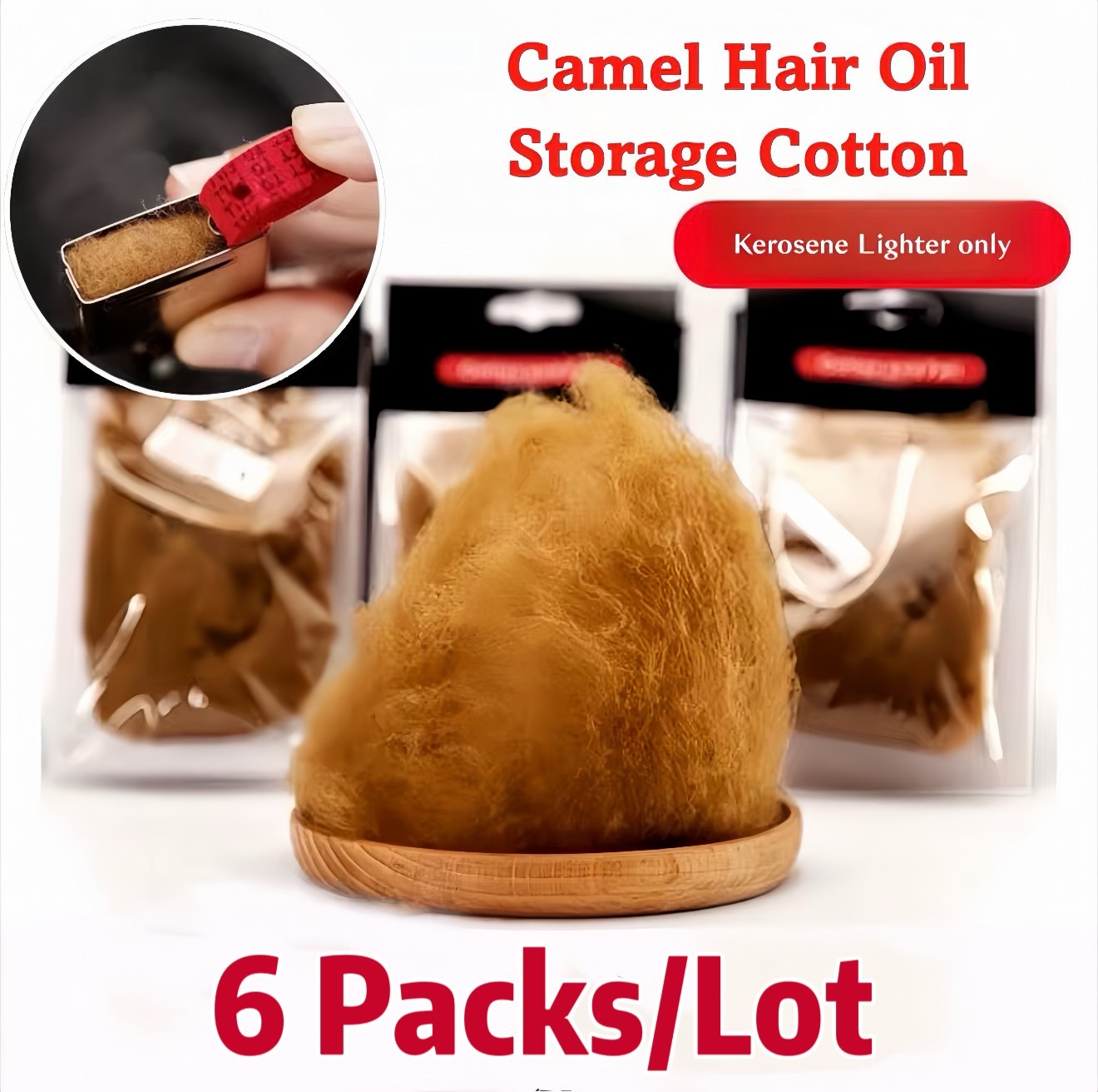 6-pack Camel Hair Cotton Felt Wick Pads Replacement Inserts for ZIPPO Lighter