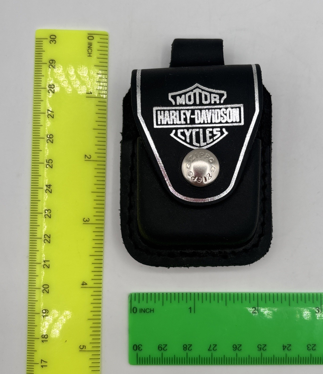 Harley Davidson Zippo Black Leather Belt Lighter Case Holster Snap Pouch OEM USA