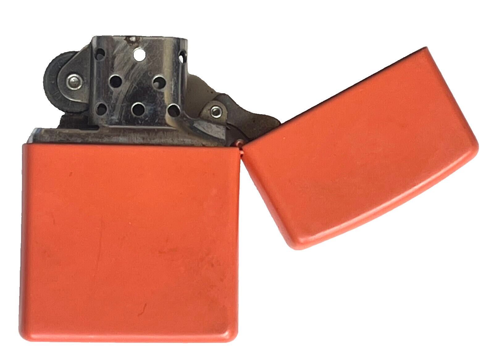 EXCELLENT VINTAGE ZIPPO MAT ORANGE CLAD CIGARETTE LIGHTER MARKED A 07