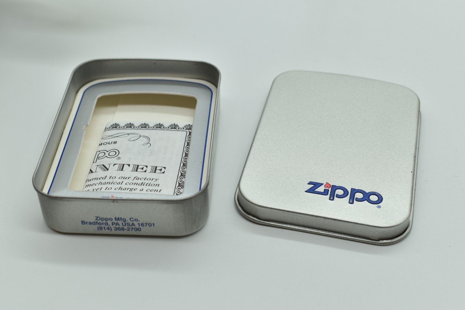 Zippo – SOLID BRASS LIGHTER LOGO, 1990, NEW, Never Fired, Niagara Falls Insert