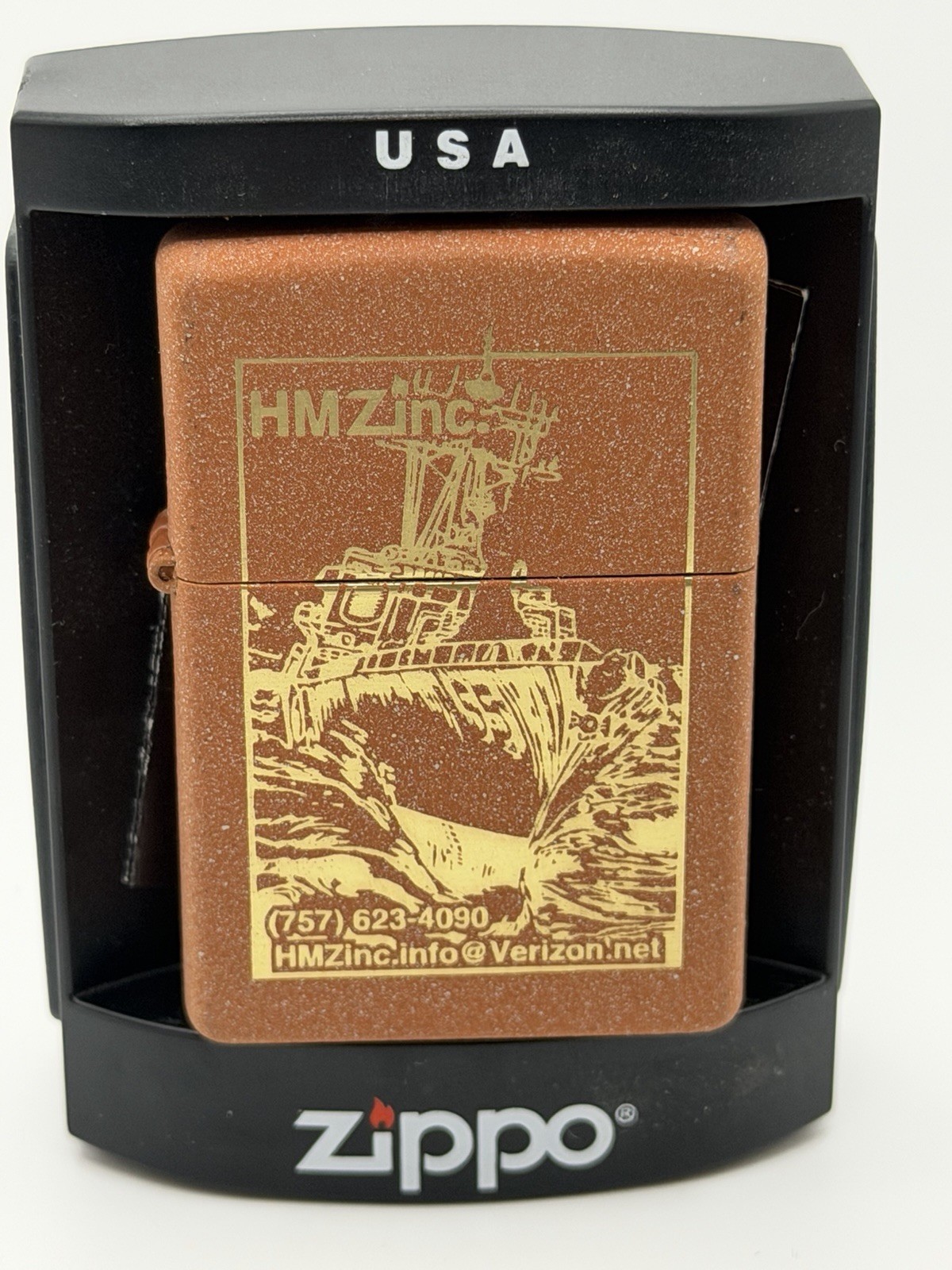 Vintage 2004 HMZ Inc Ship Brown Zippo Lighter New B16