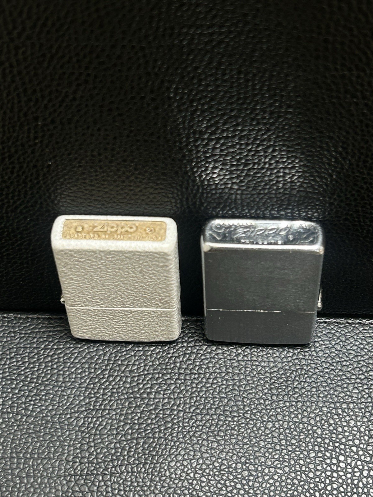 Zippo Collectible Lot of 2 Lighters Textured and Brushed Finish