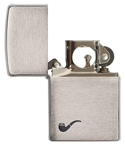 Brushed Chrome Black Pipe Lighter for Unisex Adults – Perfect for Smoking & Gift