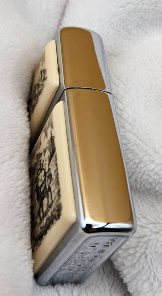 Zippo Lighter 2007 Linda Layden Scrimshaw, Elk on Alpine Meadow Rocky Mountains