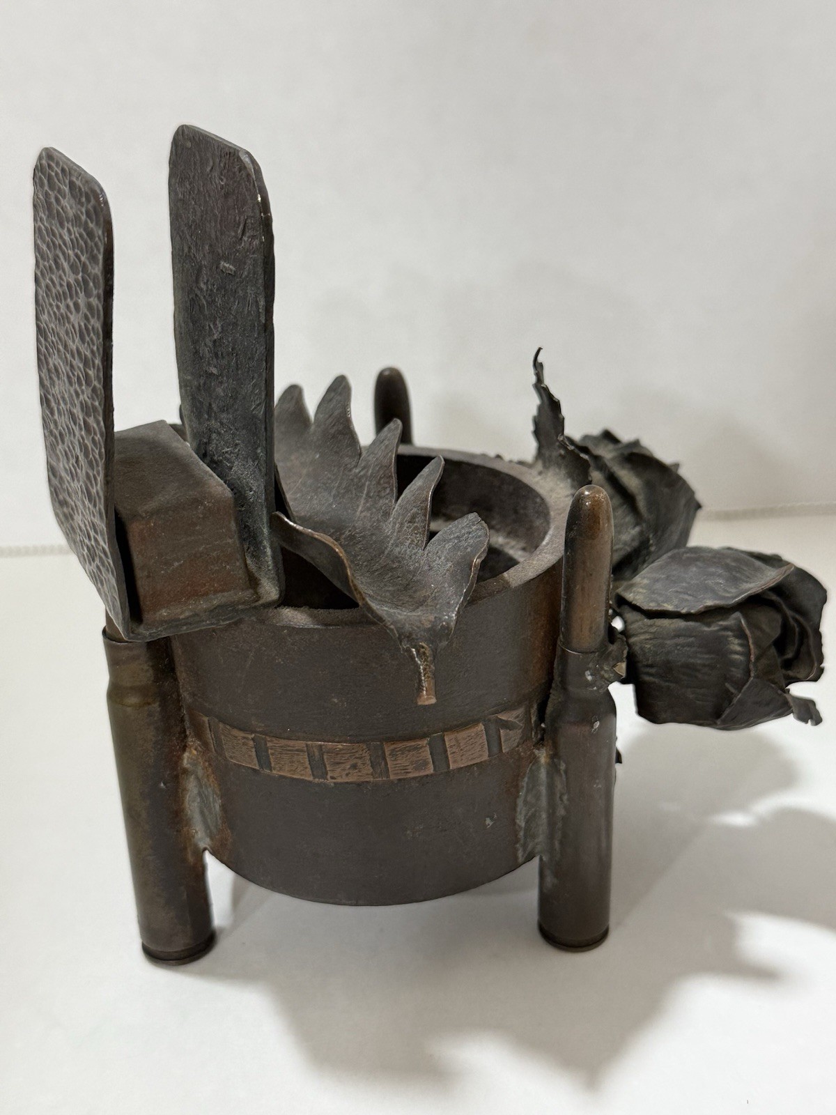 Military War Trench Art Artillery Ashtray Cigarette Holder Matches Exceptional