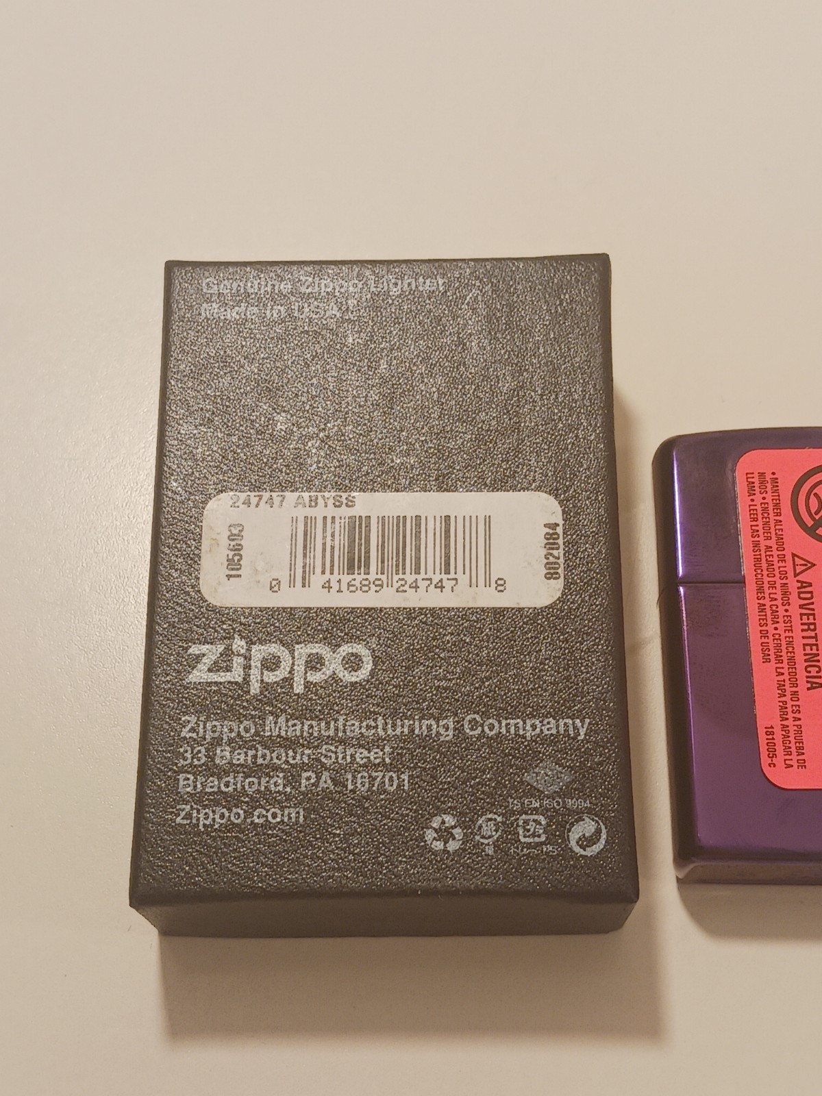 NEW Zippo High Polish Purple Abyss Lighter Classic Windproof Made in USA 24747ZL