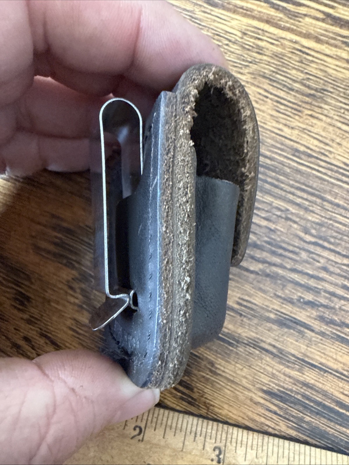 Vtg Black Leather Zippo Lighter Pouch w/ Belt Loop Sheath. Snap Closure