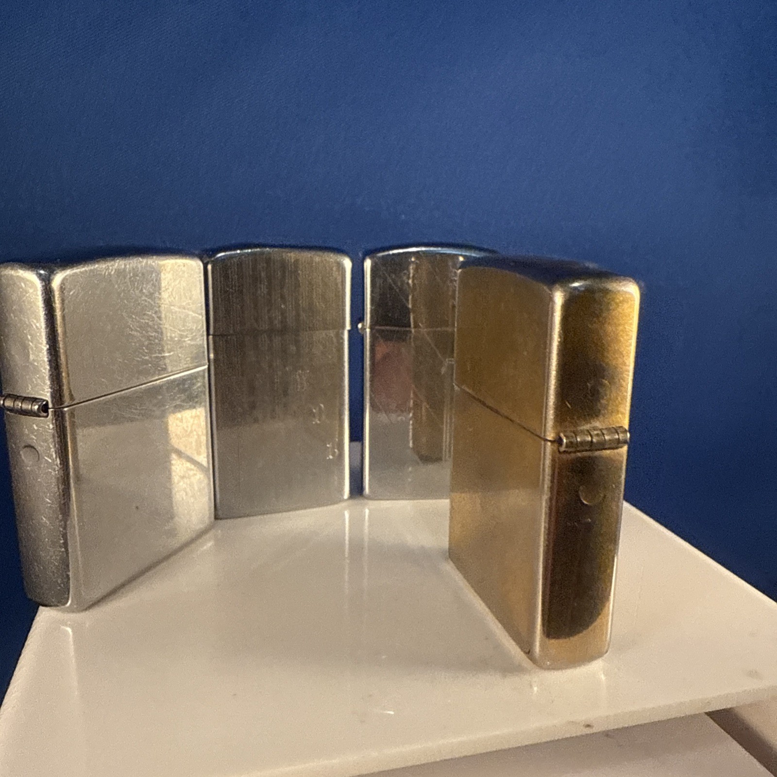 Zippo Lighters (Lot Of 4) Used 2 Slim 2 Regular J 07, A 03, 11 1, 1 1 All Strike
