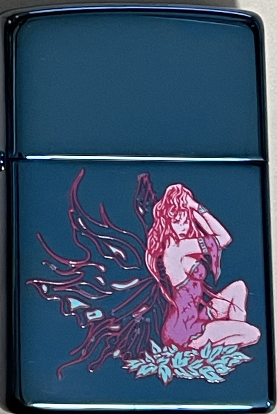 ZIPPO 2007 SEXY FLUTTERING FAIRY POLISHED SAPPHIRE LIGHTER SEALED IN BOX B792