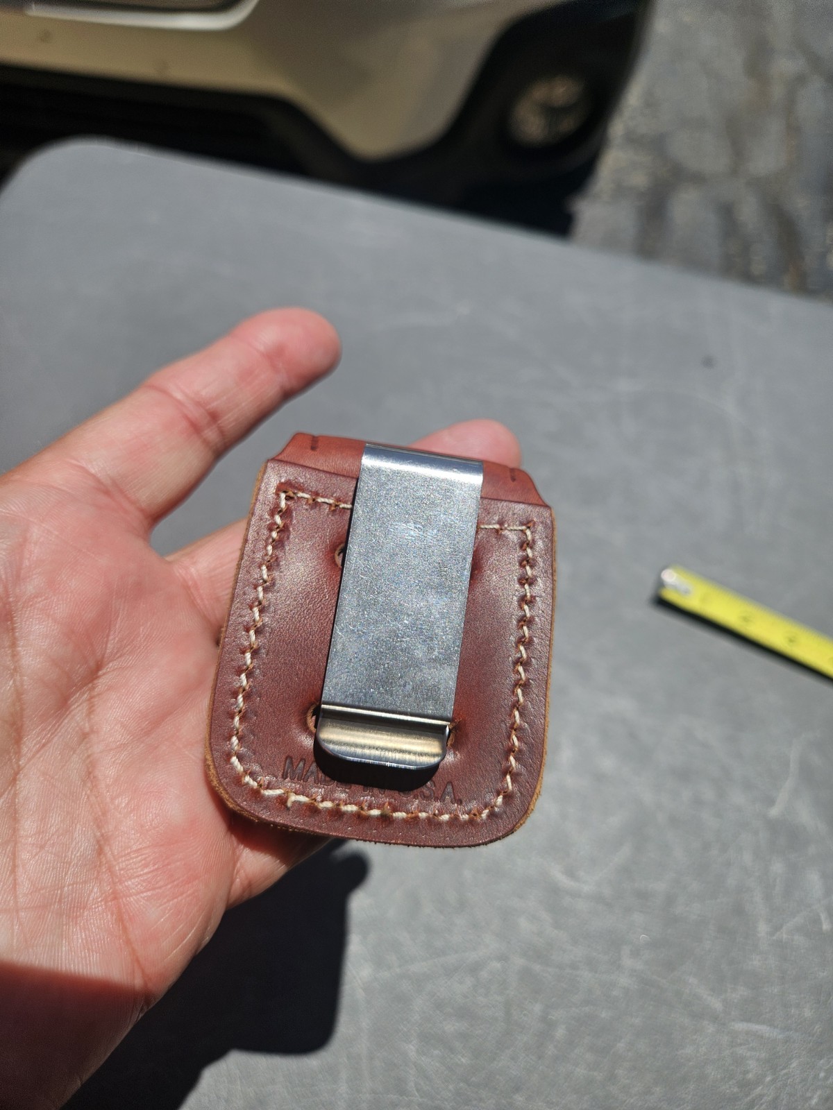 Vintage Leather Zippo Lighter Holder Belt Hook Good One USA Made