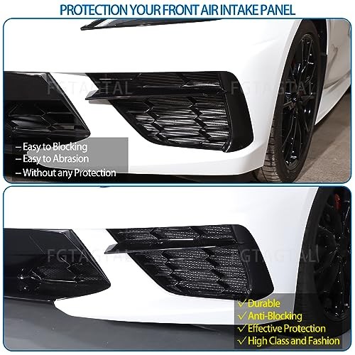 Front Intake Grill Guards Mesh Compatible with Chevrolet Corvette C8 Black