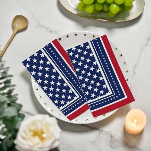 50 Patriotic 4th of July Disposable Paper Decorative 50pc ; 4.3 X 7.9 inches