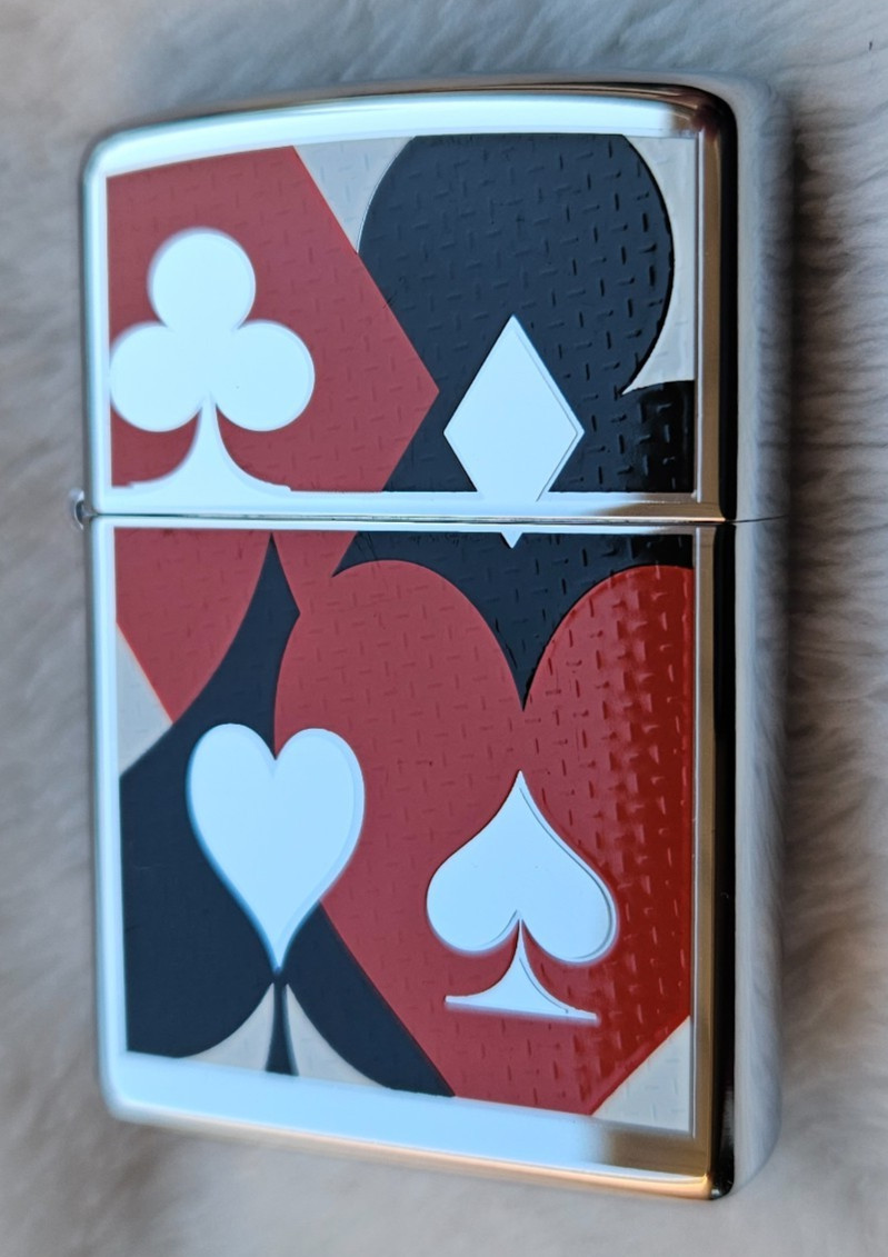 Zippo Lighter 2007 Suited, Heart, Diamond, Club, Spade, Textured Surface, New