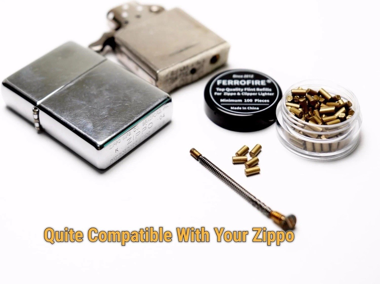 2 100-Packs Premium Flints Compatible with Zippo Clipper Lighters (200 Total)