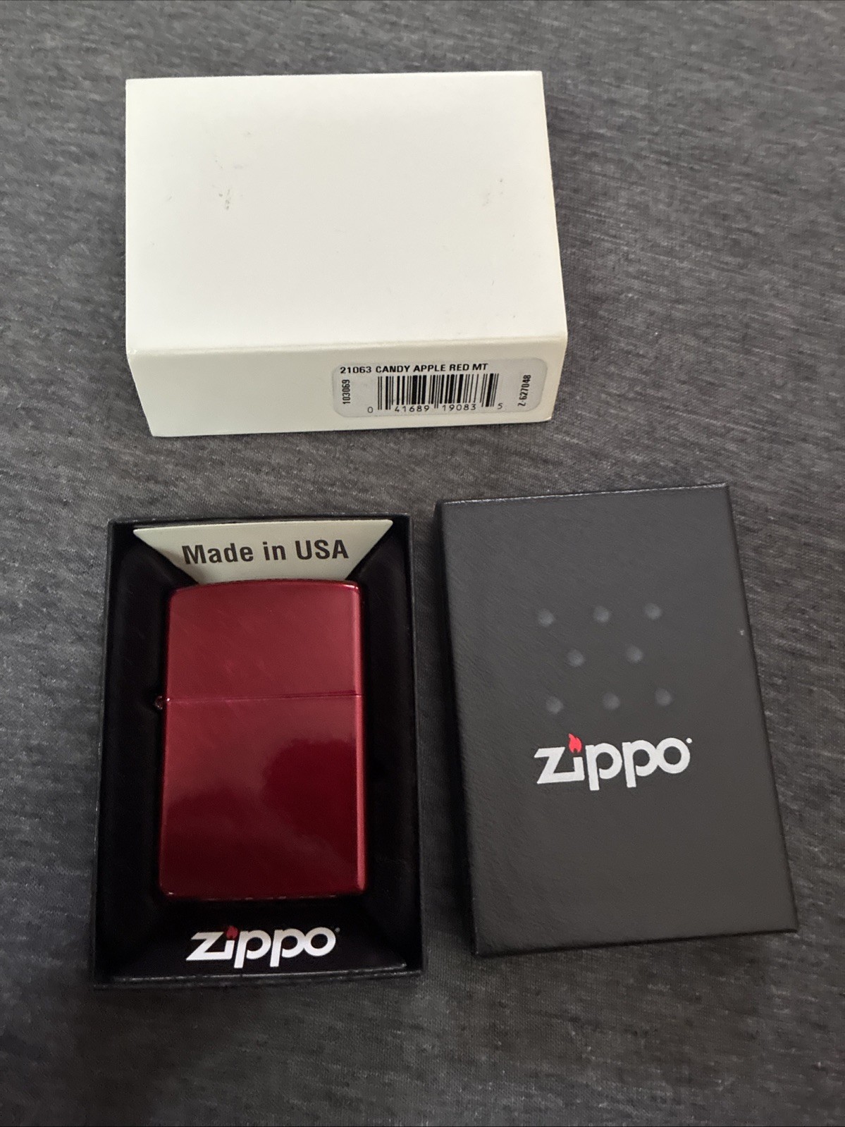 Zippo 21063 Classic Candy Apple Red Plated Plain Metal Windproof Pocket Lighter