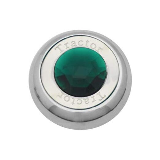 95373 Screw-in Chrome Plated Aluminum Knob w Jewel Green Tractor