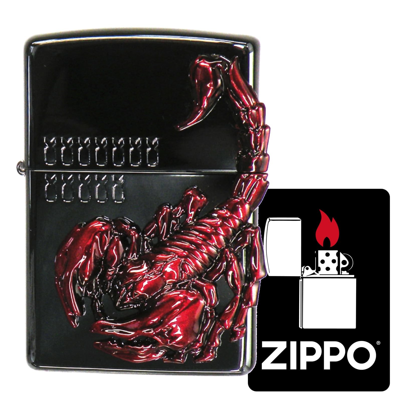 Zippo Venom Scorpion Metal Black Red Brass Etched Oil Lighter Japan New