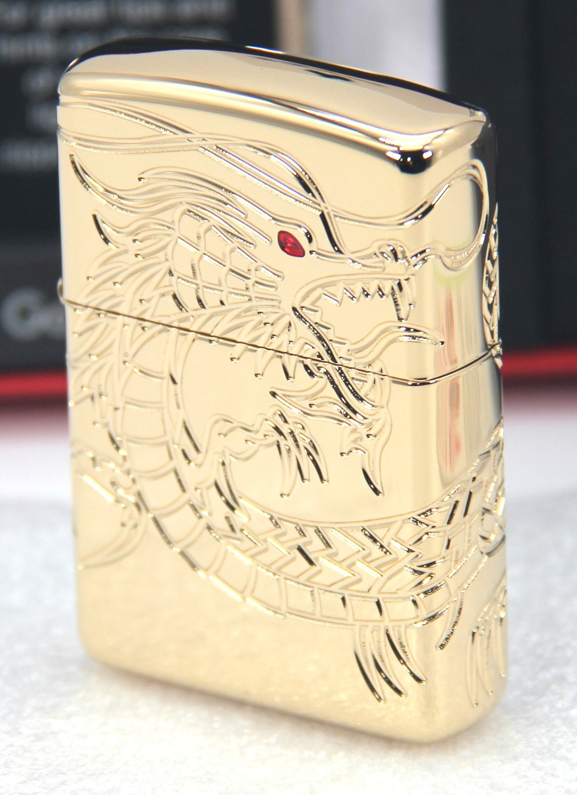 ZIPPO LIGHTER CHINESE DRAGON GOLD PLATED ARMOR 360° MULTICUT ENGRAVING NEW