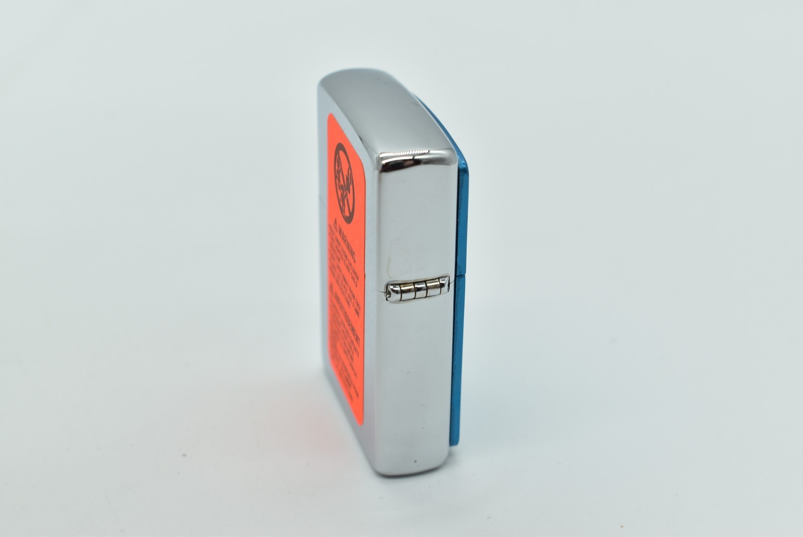 Zippo – BLUE ANODIZED ALUMINUM, New, Aug 2000, Chrome, Niagara Falls Ont