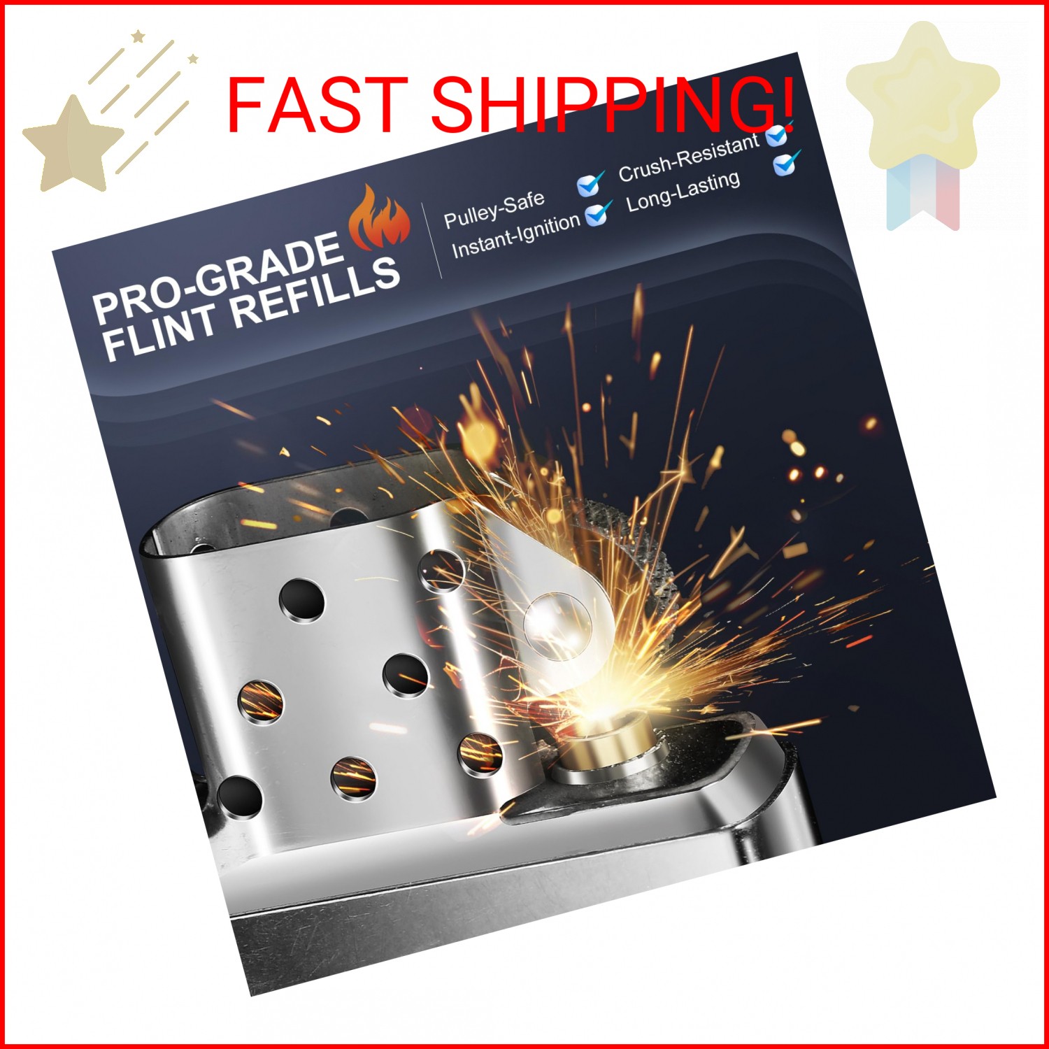 Lighter Flints 100 Pcs, Premium Flint Replacement Refills, Multi-Brand Compatibl