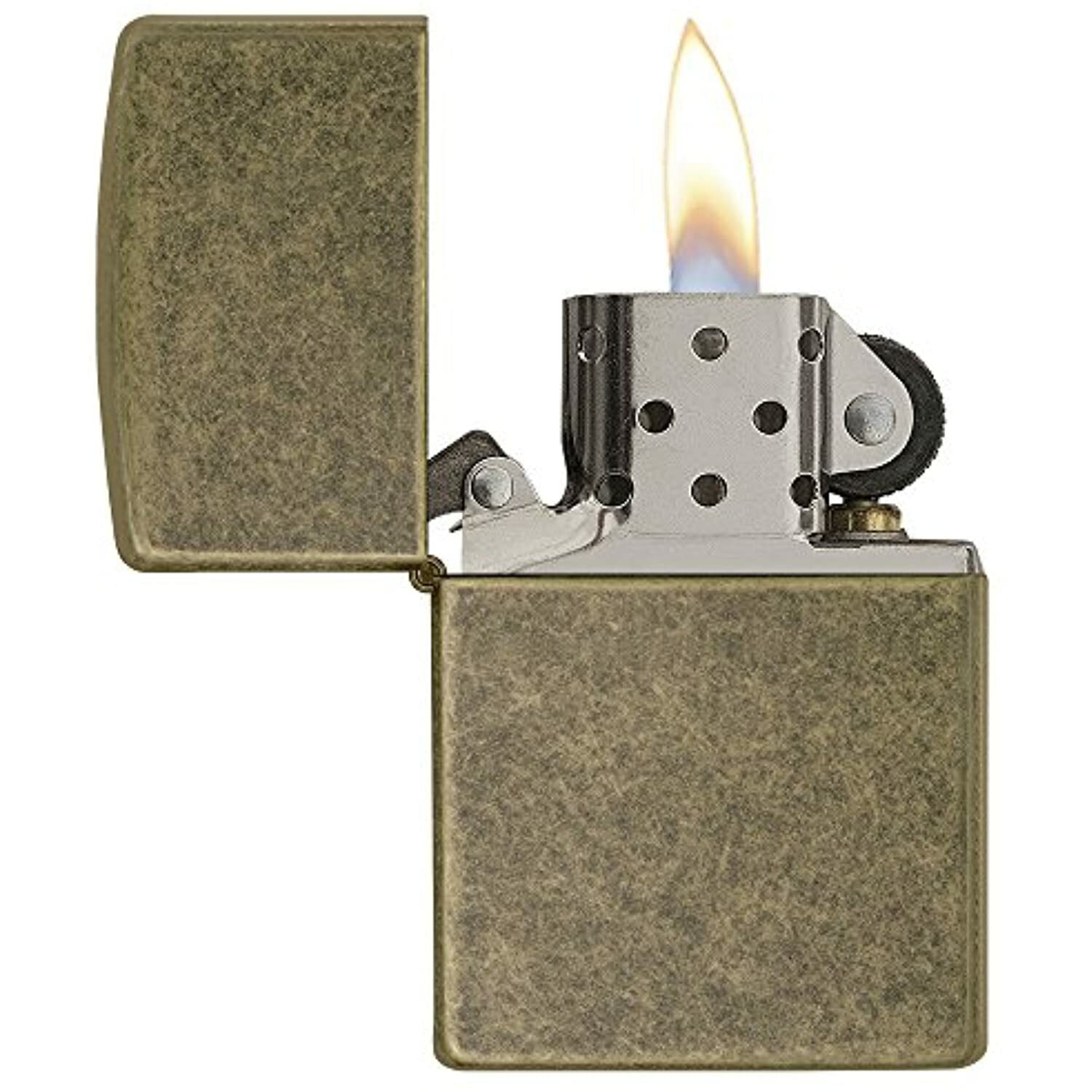 Zippo Classic Antique Brass Windproof Pocket Lighter Lifetime Warranty 201FB