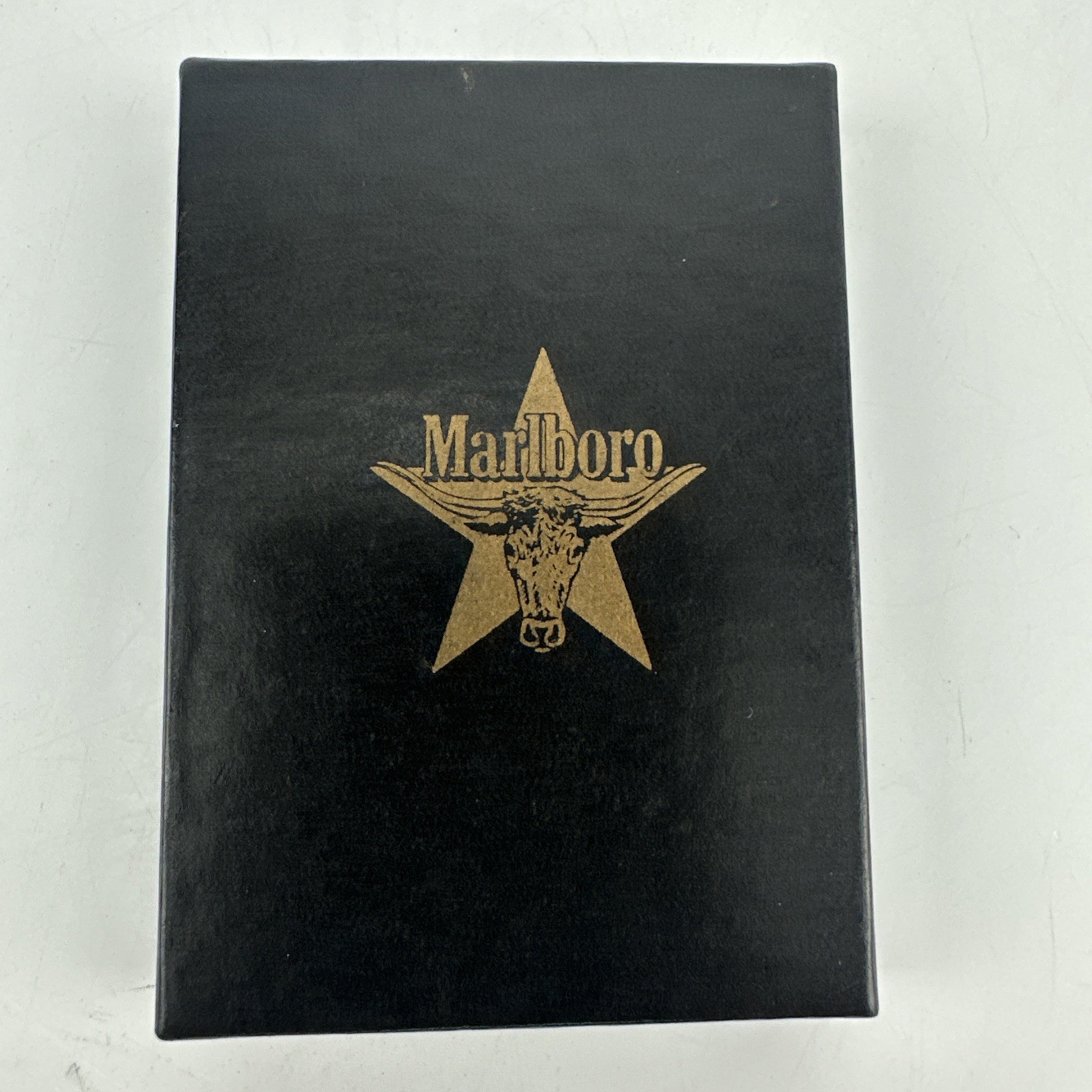 Zippo Solid Brass Marlboro Embossed Lighter W/Box NOT ENGRAVED 1991 Free Ship