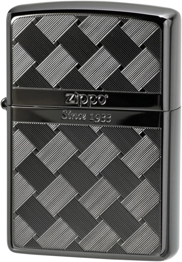 Zippo Oil Lighter Argyle Mesh Black Double Sided Regular Case From Japan New