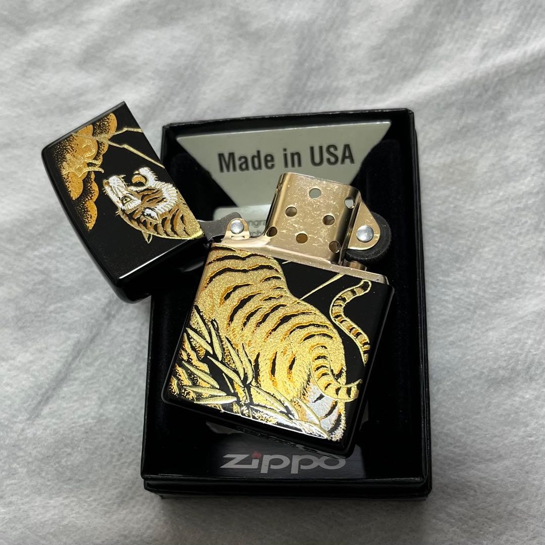 Zippo Genuine Gold Makie Tiger Lacquer Traditional Craft New