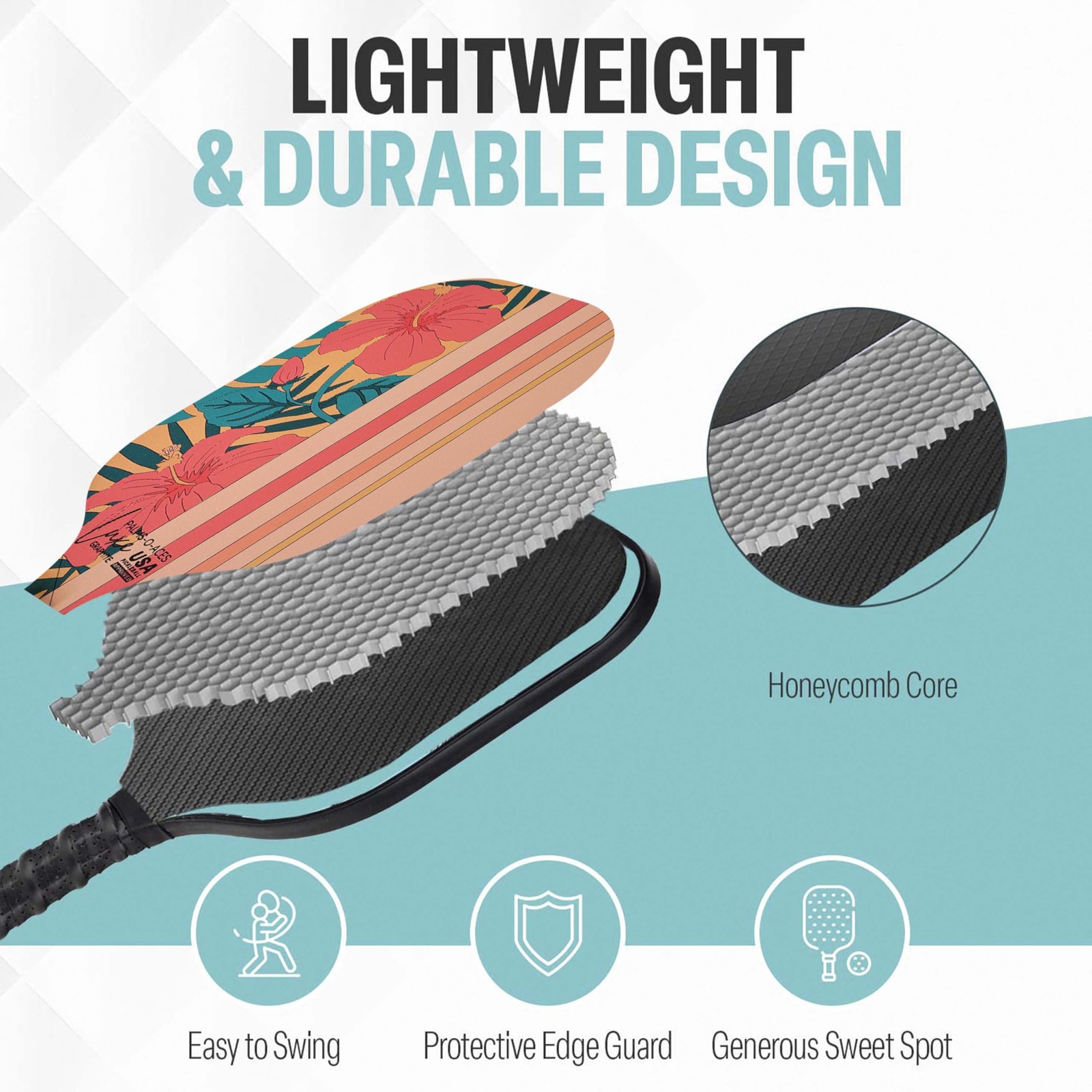 Palms-O-Aces T700 Carbon Fiber Pickleball Paddle 16Mm Honeycomb Core Textured