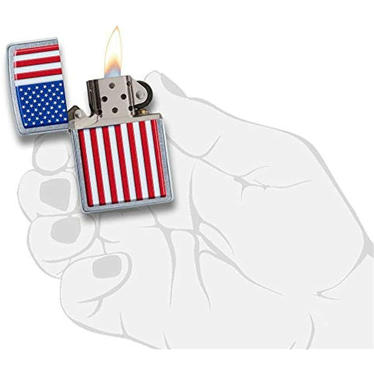 Zippo 29722 Patriotic Street Chrome Pocket Lighter, Multi, One Size