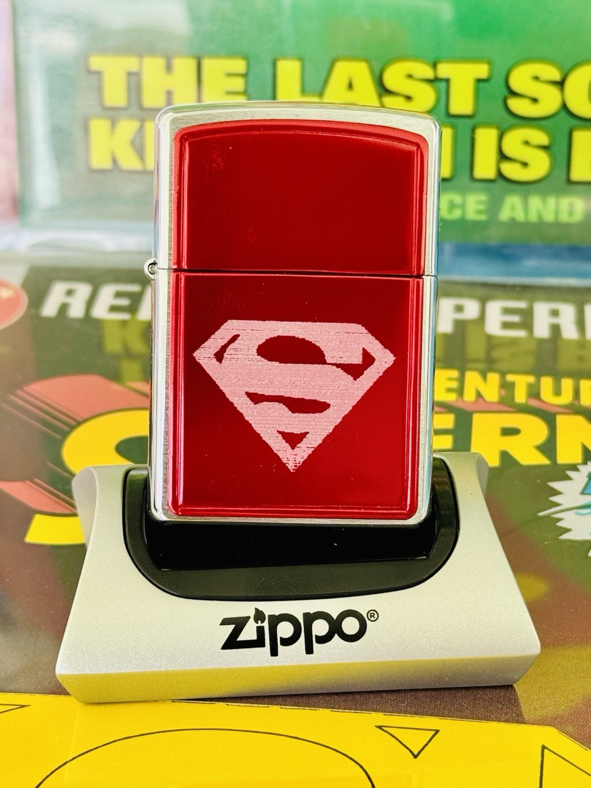 Zippo Superman Lighter Red Anodized Choice 20371 DC Comics 3D Emblem L-01 MIB