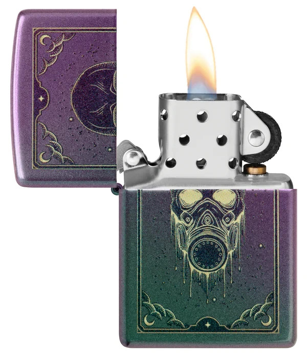 Zippo 46953, Gas Mask Design, Classic Iridescent Finish Lighter, NEW