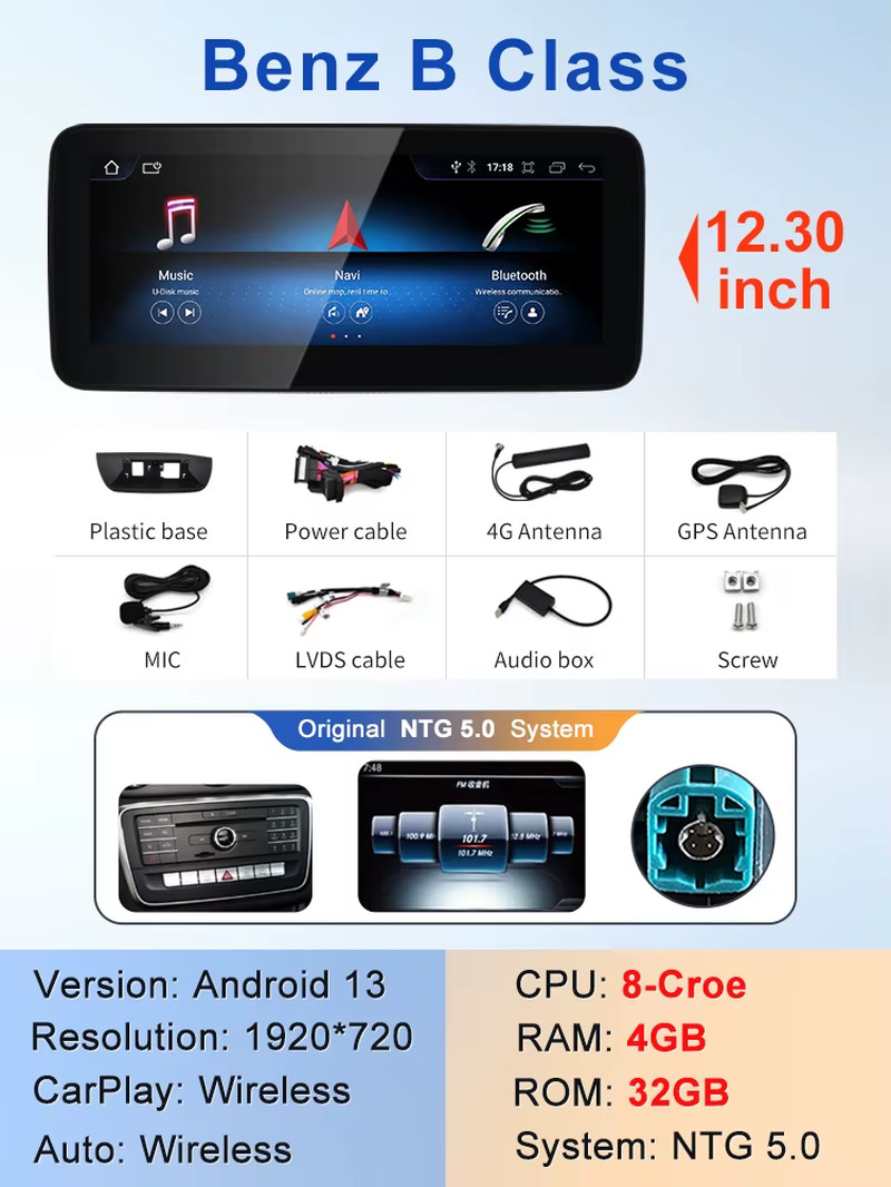 New Car Multimedia Wireless Android AUTO CarPlay 10.25inch 12.3inch Screen For M