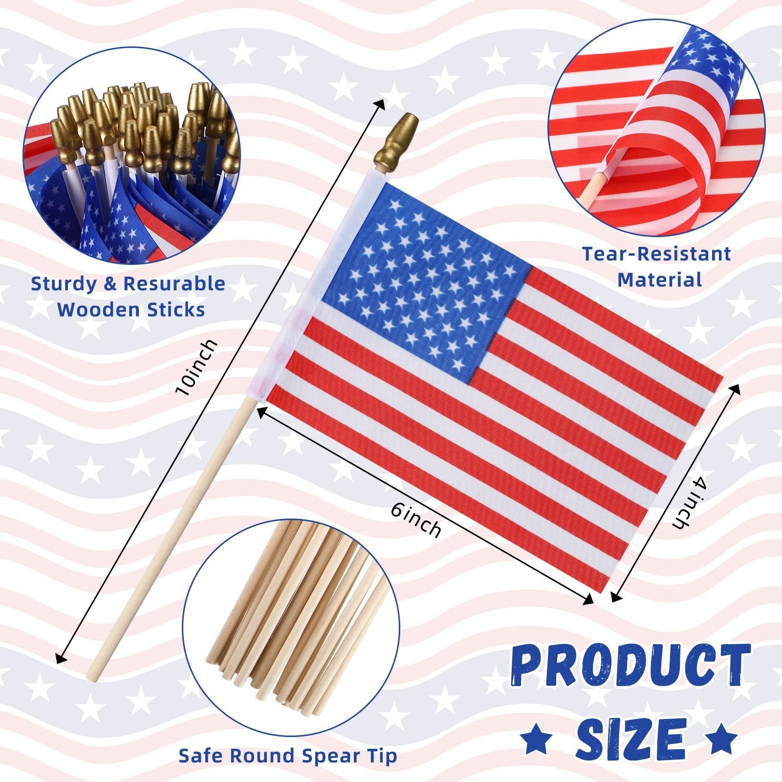 Peryiter 700 Pcs Small American Flags on Stick 4×6″ Mini Handheld USA Flag Po…