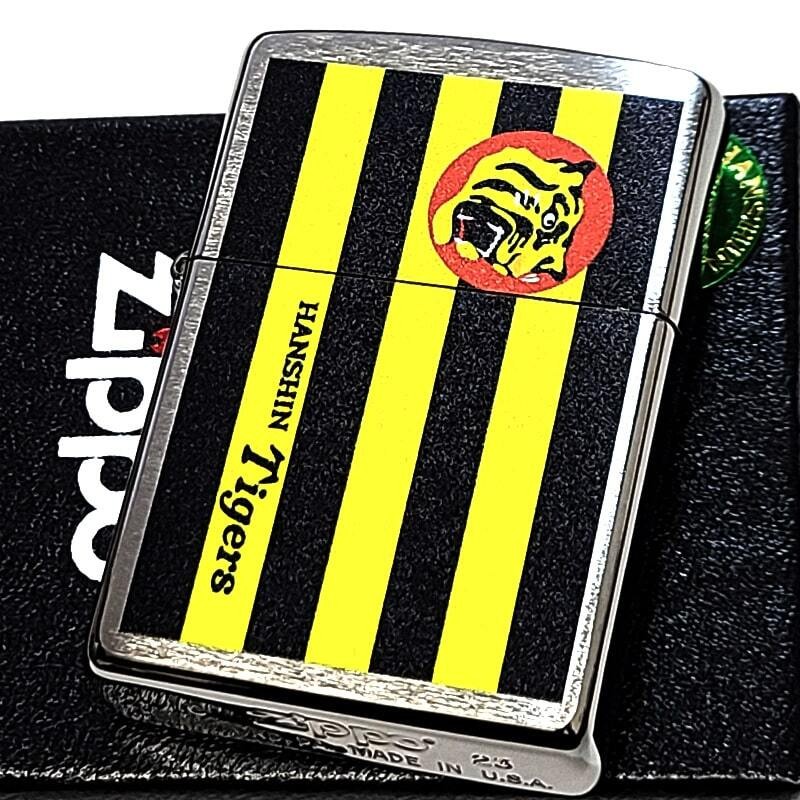 ZIPPO Hanshin Tigers flag lighter cool silver satin baseball flag stylish black
