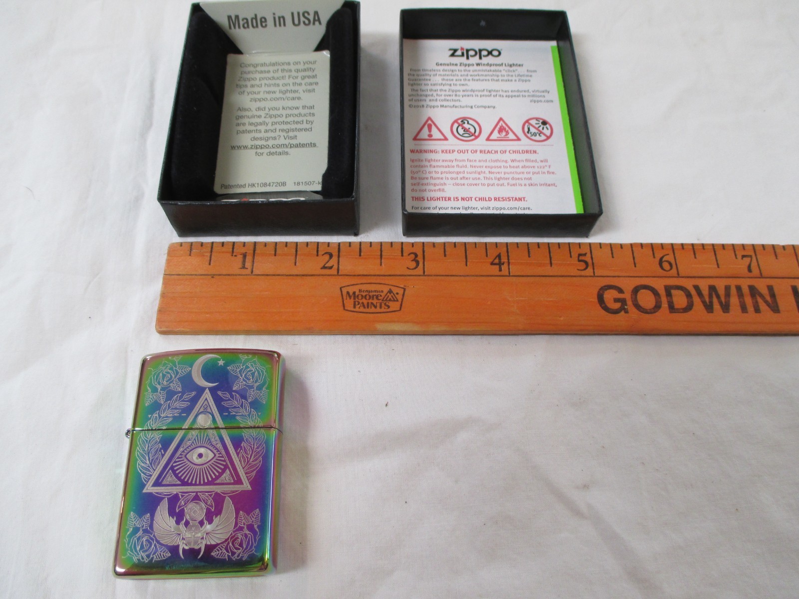 Zippo Windproof Lighter Eye of Providence Design Multi Color. Sealed. 49061
