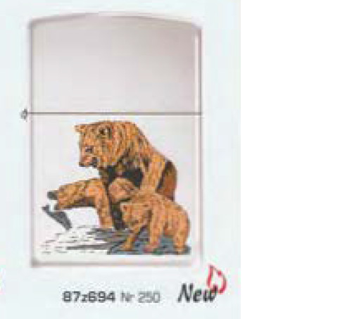 Zippo Lighter 2004 Grizzly Bear Mother And Her 2 Cubs, France-Spain Market, New