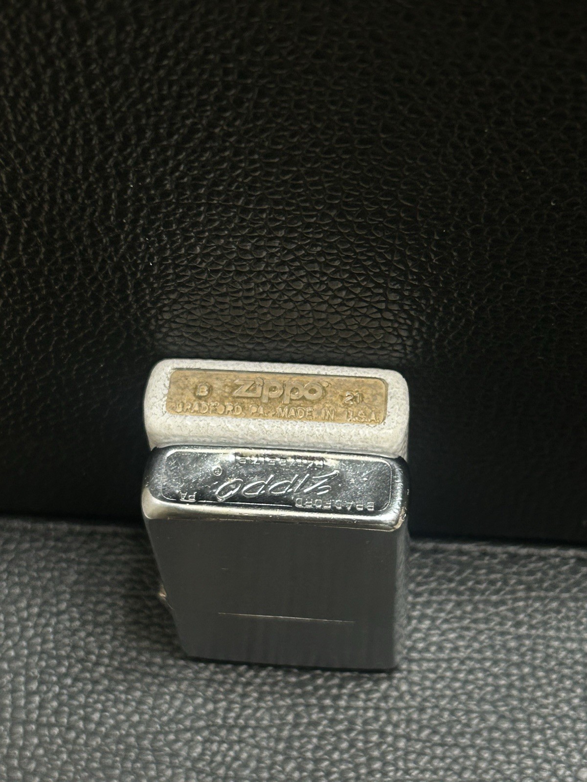 Zippo Collectible Lot of 2 Lighters Textured and Brushed Finish