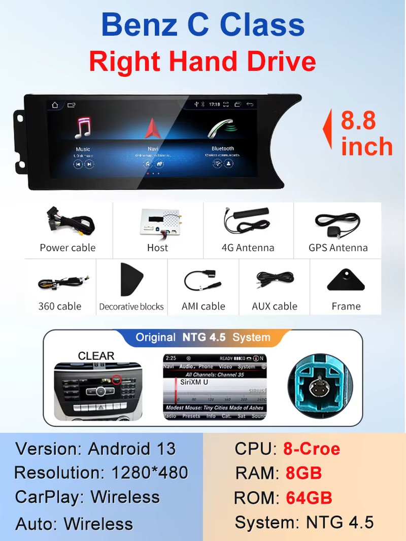 Factory Price 8.8inch Android AUTO Car Multimedia Player For Mercedes Benz C Cla