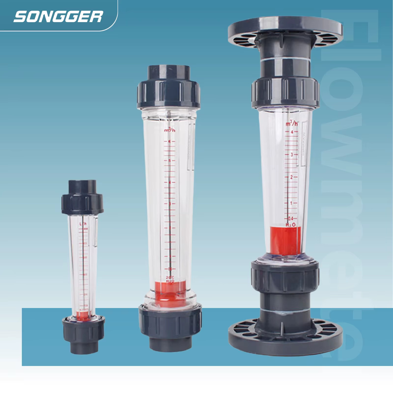 LZS-15 Plastic Float Flowmeter DN15 Inline Water Flow Meter Variable Area Rotame