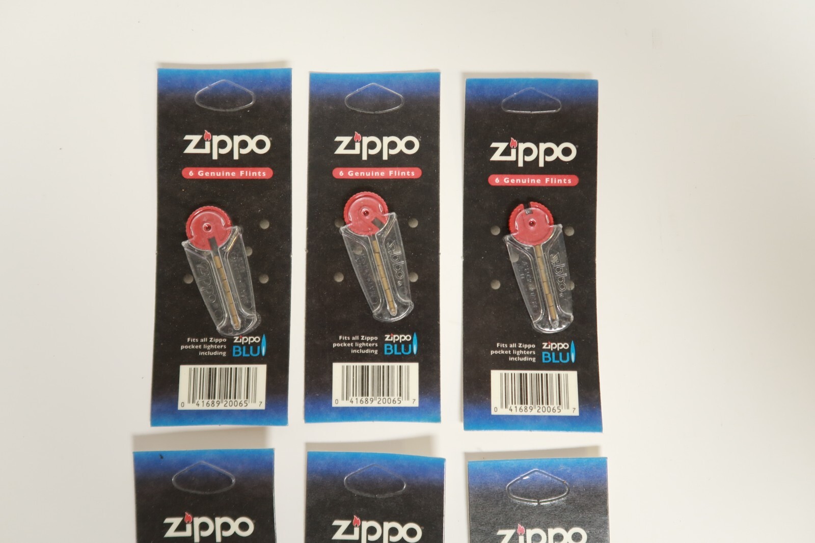 Zippo Genuine Flints 6 Packs Set of Six Zippo Blue Lighters (Sealed New)