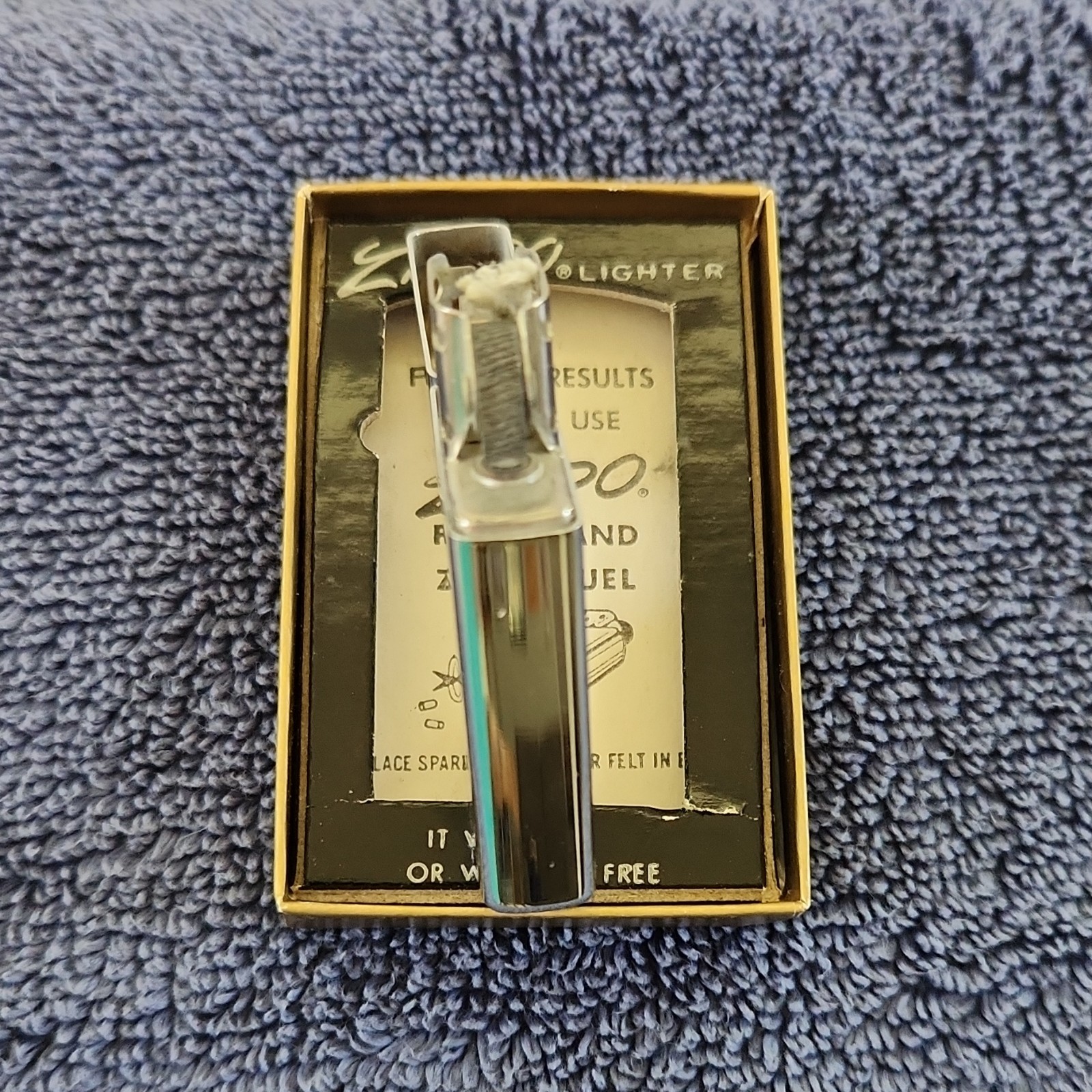 Vintage Zippo Slim High Polish Lighter No.1610 Cigarette Theme with Box & Insert