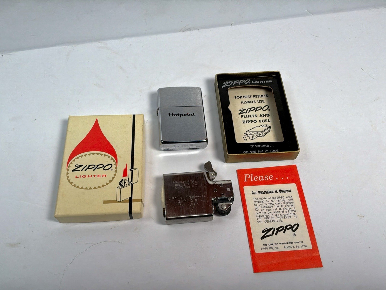 Vintage 1973 Zippo Lighter Hotpoint Advertising MIB Unfired W/ Info BookletA++++
